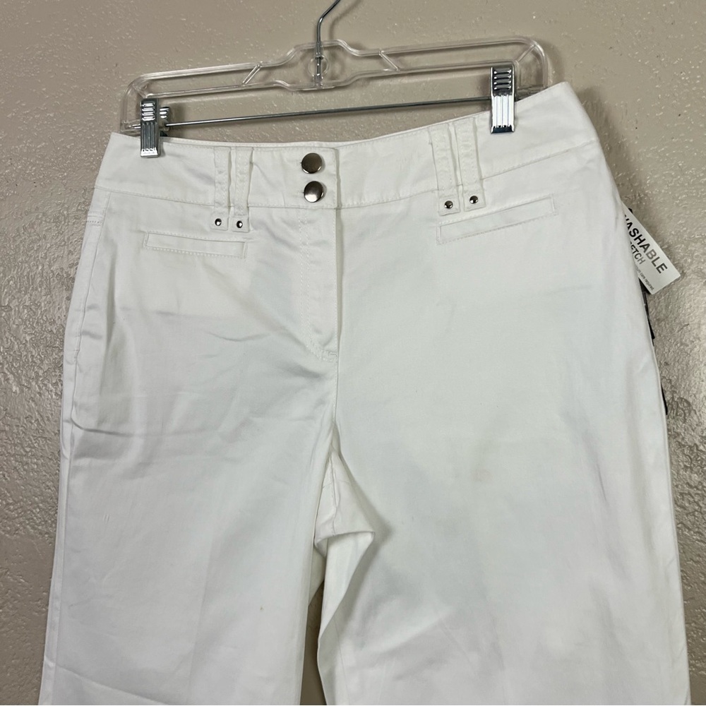 Larry Levine Pants Womens 8‎ White Capri Stretch Casual Flat Front - Picture 4 of 13